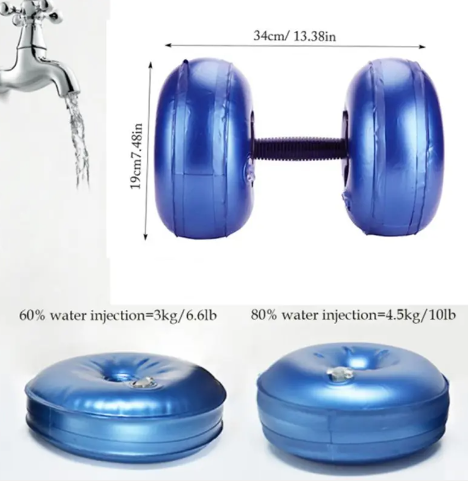 mancuernas llenas de agua